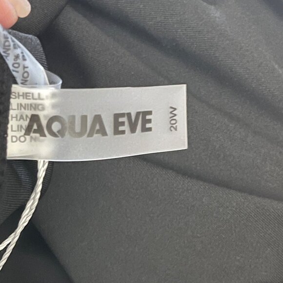 Aqua Eve Women’s Plus 20W Black One Piece Swimsuit V-Neck Halter Tummy Control - Picture 4 of 6